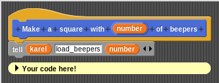 Definition of the block "Make a square with (number) beepers"
