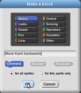 "Make a block" dialog